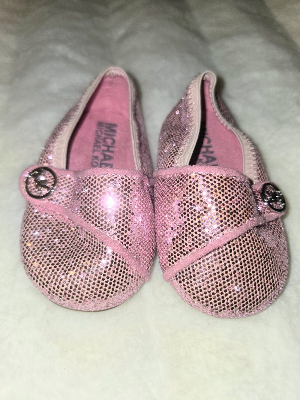 Michael Kors Girls' Pink Sequin Ballet Flats. Size 3